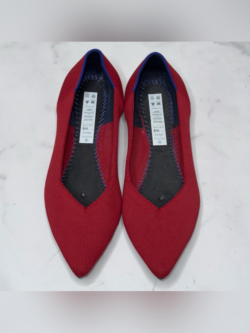 Rothy’s The Point Chili Red pointed flats Size 8